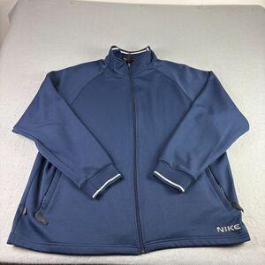 Vintage‎ Nike Track Jacket Mens XL Blue Full Zip Embroidered Logo Coat Y2K